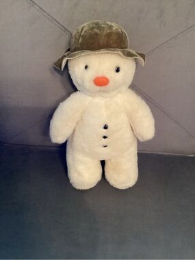 Vintage The Snowman Raymond Briggs Plush Cream Fabric With Velvet Hat 1985
